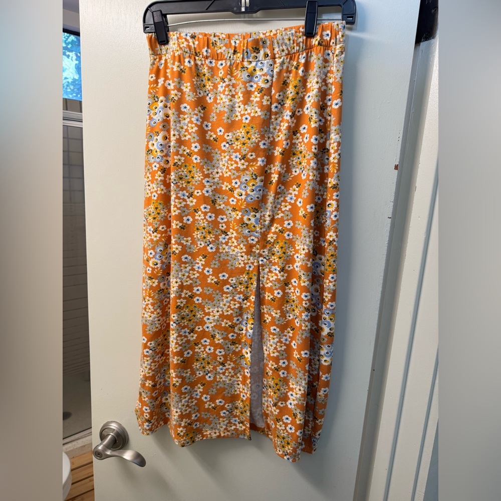 Floral Orange Maxi Skirt